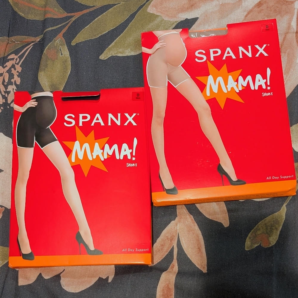 SPANX Mama! Maternity Shaping Mid thigh Shorts- Black and Nude